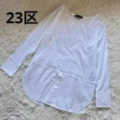 23区　ナチュラルコットンベアコンビ カットソー　38 ホワイトのサムネイル