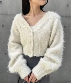 ショート丈2wayシャギーニットカーディガン chico