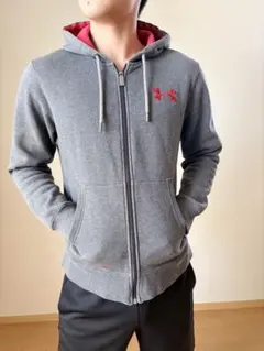 アンダーアーマー パーカー グレー バックロゴ ジップ 美品