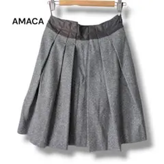 AMACA アマカ ラメ入り フレアスカート タック入り プリーツ ひざ丈 Sのサムネイル
