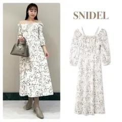 SNIDEL リボンプリントワンピース