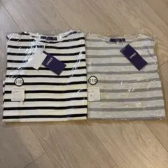 【新品】OMNES　長袖Tシャツ　秋冬春　110cm　ボーダー　黒・グレー2枚