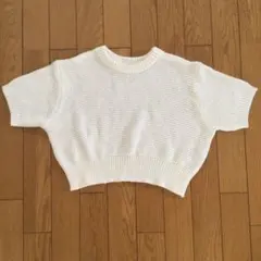 半袖ニット　ショート丈　オフホワイト　GRL