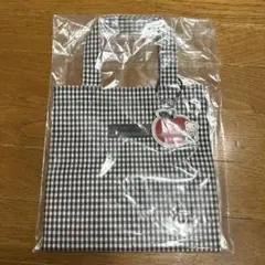ファミリア　トートバッグ　白黒ギンガムチェック