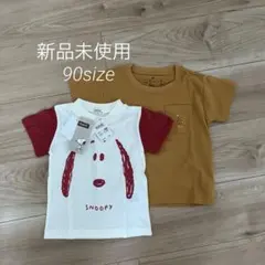新品未使用　半袖Tシャツ　2枚セット　男の子　女の子　90 スヌーピー　キリンのサムネイル