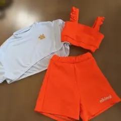 minimal キッズ 水着 3点セット オレンジ