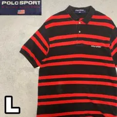 4◎H187 90's POLO SPORTS ボーダーポロシャツ