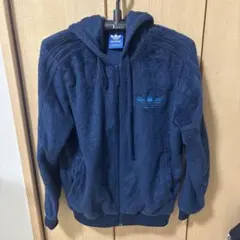adidas フリースパーカー ネイビー