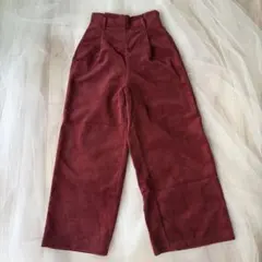 【GU】コーデュロイ ワイドパンツ ボルドー レディース Sサイズ
