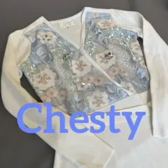 Chesty チェスティ 刺繍カシュクールニットワンピース ホワイト 1