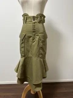 MARISSA WEBB アーミー風カーゴフレア　スカート カーキ色