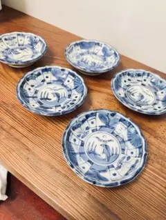 古伊万里 富楽 染付花唐草山水画 有田焼 小皿5客揃 取り皿 - メルカリ