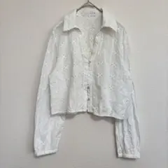 ZARA ザラ　コットンレースシャツ　ブラウス　クロップド　S カジュアル　美品