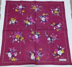 イヴサンローラン　ハンカチ　花柄　赤紫色　レディース