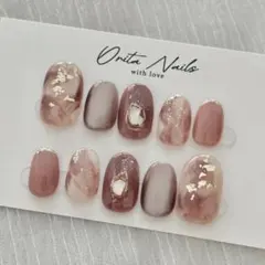 No.108ニュアンスネイル　ベージュ　ピンクブラウン　ショートオーバル