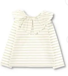 【ブランシェス やわらか天竺】2WAY子供 フリル襟長袖Tシャツ 130cm