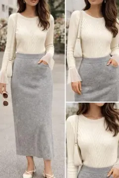 しまむら　スカート　ロングタイトスカートレディース　M