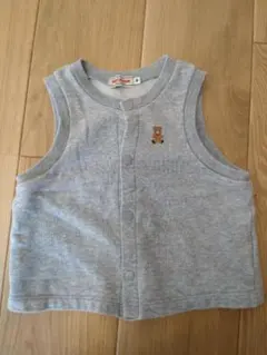 ミキハウス　クマ刺繍グレーベスト