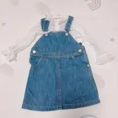agnes b. ENFANT デニムサロペット＆フリルブラウス2点セットのサムネイル
