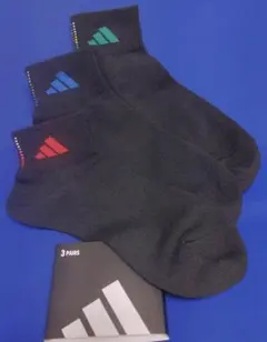 う 24-26）3P）福助アディダス★靴下 ショートソックス 06T17W色番２