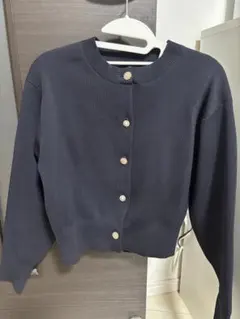 グリーンレーベルリラクシング ビジューボタン カーディガン ネイビー F