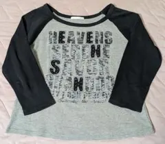 グレーと黒の長袖Tシャツラインストーン付き LL 古着レトロ 中古品