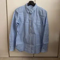 無印良品　青と白のストライプ Lサイズ 長袖シャツ