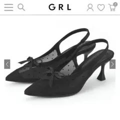 GRL ドット柄メッシュリボンストラップパンプス ブラック　gd1781ブラックのサムネイル