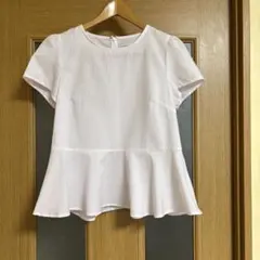 earth music&ecology ペプラム ブラウス ピンク フレア袖