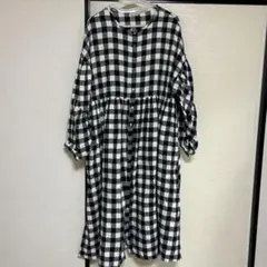 Samansa Mos2 黒白チェック ワンピース