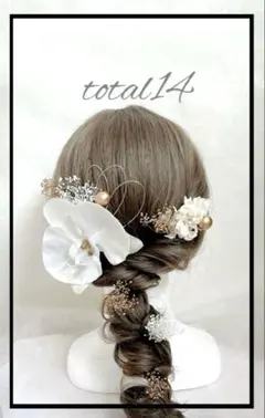 髪飾り＊胡蝶蘭＊卒業式＊成人式＊前撮り＊結婚式ドライフラワゴールド＊水引豪華＊袴