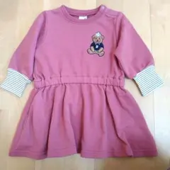 petit main クマ刺繍 ワンピース 90