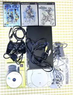 プレステ oneと2+ コントローラー + ソフト3本+プレステ2リモコン等