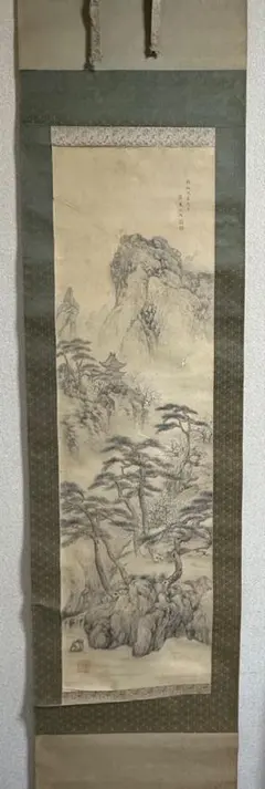 中国絵？日本絵？古い山水絵 絹本 銘有(読めず) - メルカリ