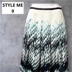美品 STYLE ME タック フレアスカート9 華やか総柄 ウエストライン通勤のサムネイル