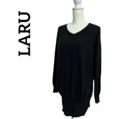 LARU（ラルー） Ｖネックセーター ロング丈 ブラック ML
