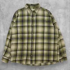 HOBBS CREEK チェック フランネルシャツ M グリーン系 00s 古着