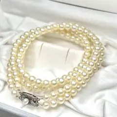 ミキモト　アコヤ パールネックレス　2連　5.1〜5.6mm シルバー金具