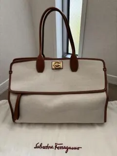 フェラガモ ハンドバッグ ガンチーニ キャンバス トートバッグ レザー