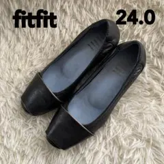 fitfit 本革　レザー　ブラック パンプス 24.0