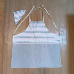 ストライプエプロンと三角巾セット