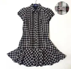 美品✨バーバリーブルーレーベル ノバチェック パフスリース ワンピース ロゴ