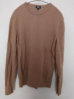 ユニクロ エクストラファインメリノクルーネックセーター ベージュ M