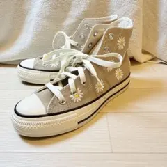 コンバース オールスター 花柄 刺繍 ハイカット 23.5cm ベージュ