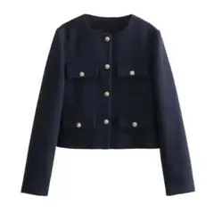 ノーカラー テーラードジャケット