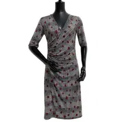 フィフィーユ ドットハウンドトゥースチェック ストレッチワンピース T2