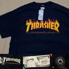 新品 THRATHER Tシャツ ネイビー スケート スラッシャー ロゴ