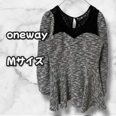 N0299　ニット　トップス　レース　切替ペプラム　長袖　Mのサムネイル