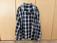 coen 長袖シャツ 黒白チェック