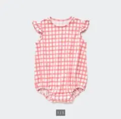 【新品】ユニクロ フライスショートオール チェック柄 70